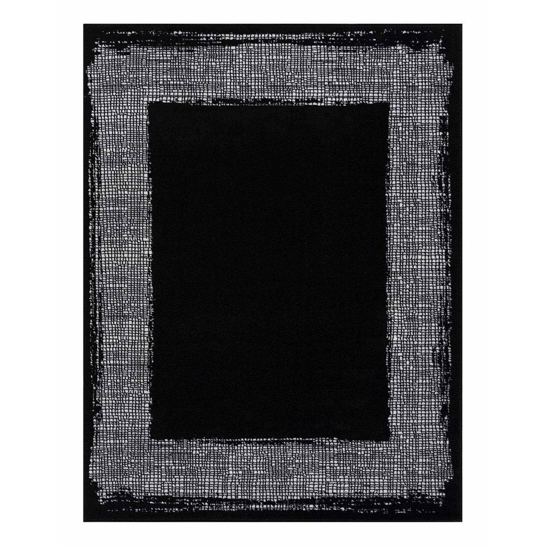 Black Indoor Area Rug Bordered 8x10