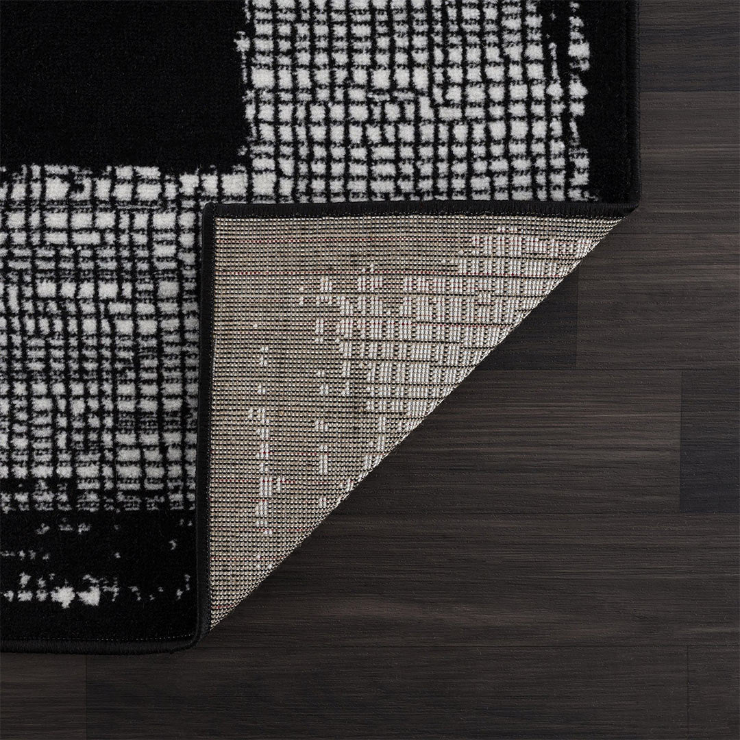 Black Indoor Area Rug Bordered 8x10