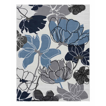 Laguna Blue Floral Indoor Area Rug-3x5