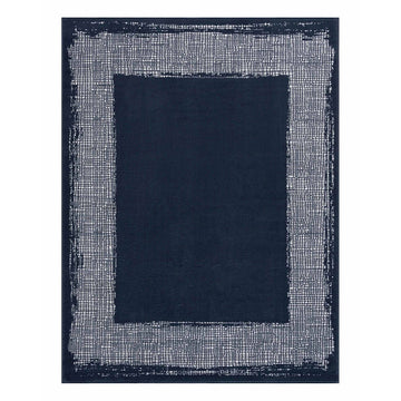 Laguna Dark Blue Bordered Indoor Area Rug-3x5