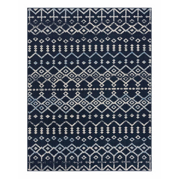 Laguna Dark Blue Trellis Moroccan Indoor Area Rug-8x10