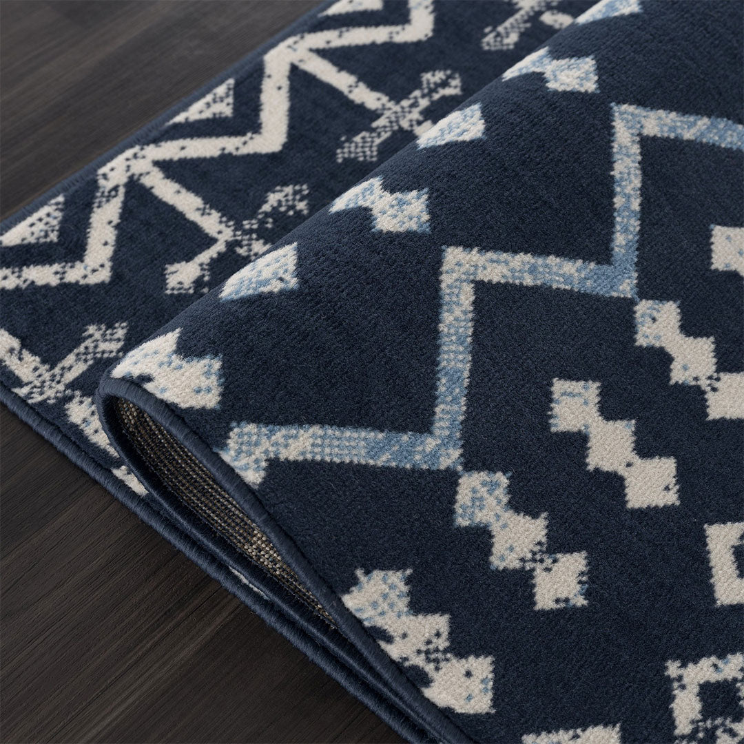 Dark Blue Trellis Indoor Area Rug Moroccan 8x10
