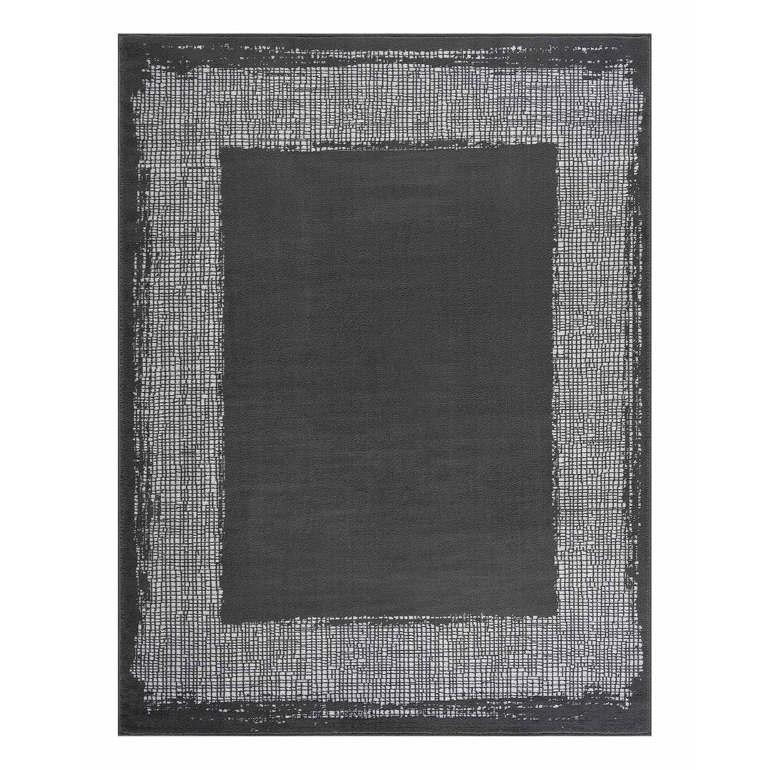 Dark Gray Indoor Area Rug Bordered 8x10