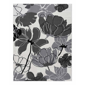 Laguna Dark Gray Floral Indoor Area Rug-2x7