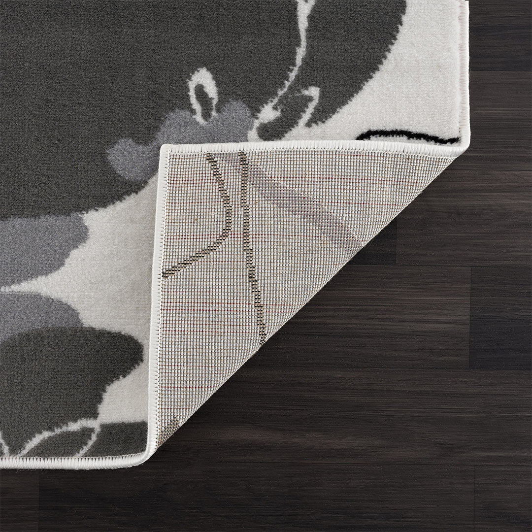 Dark Gray Indoor Area Rug Floral 8x10