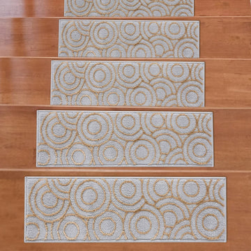 Valencia Beige Circles Non-Slip Stair Treads Rug-Setof7