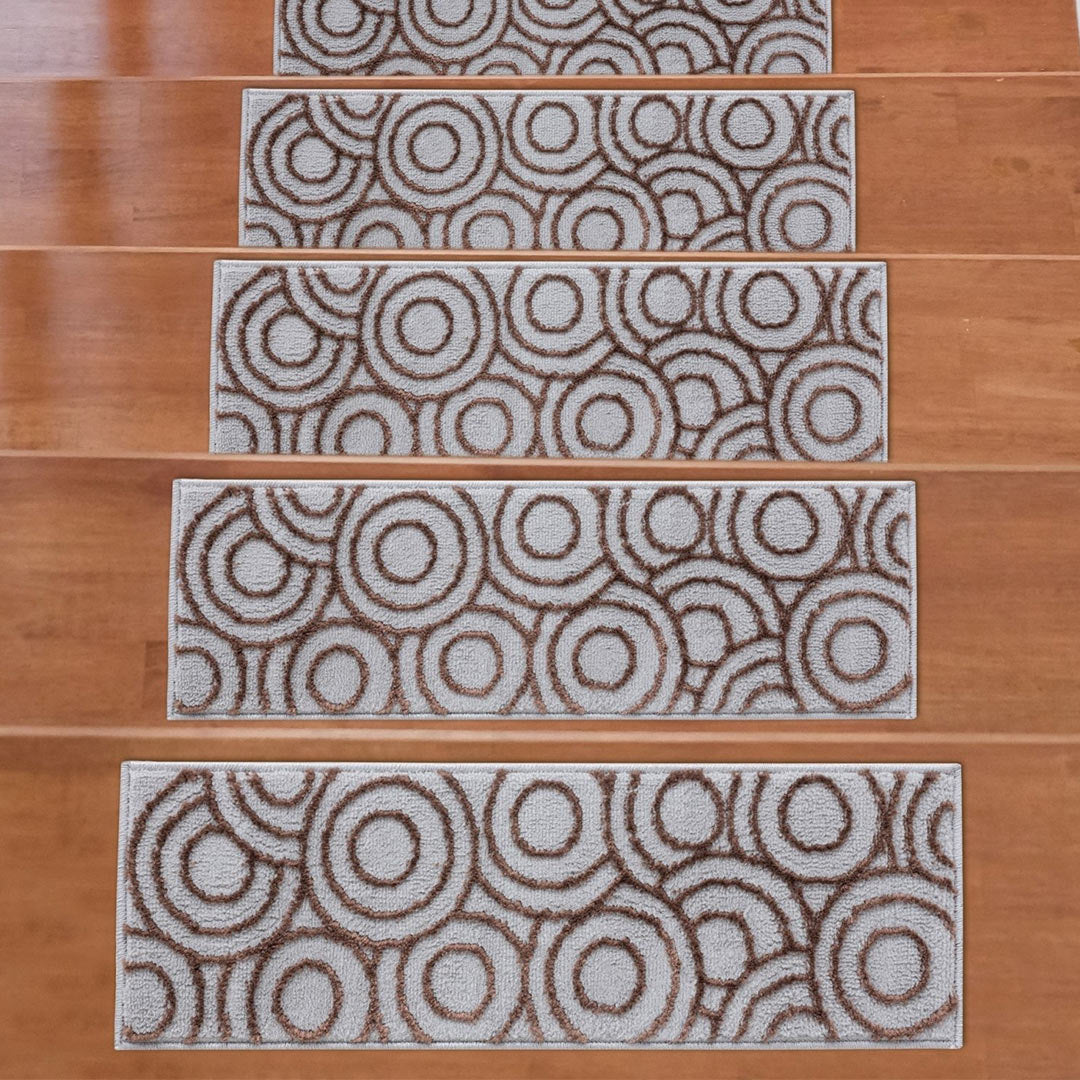Non-Slip Brown Stair Treads Circles set of 7 set of 13