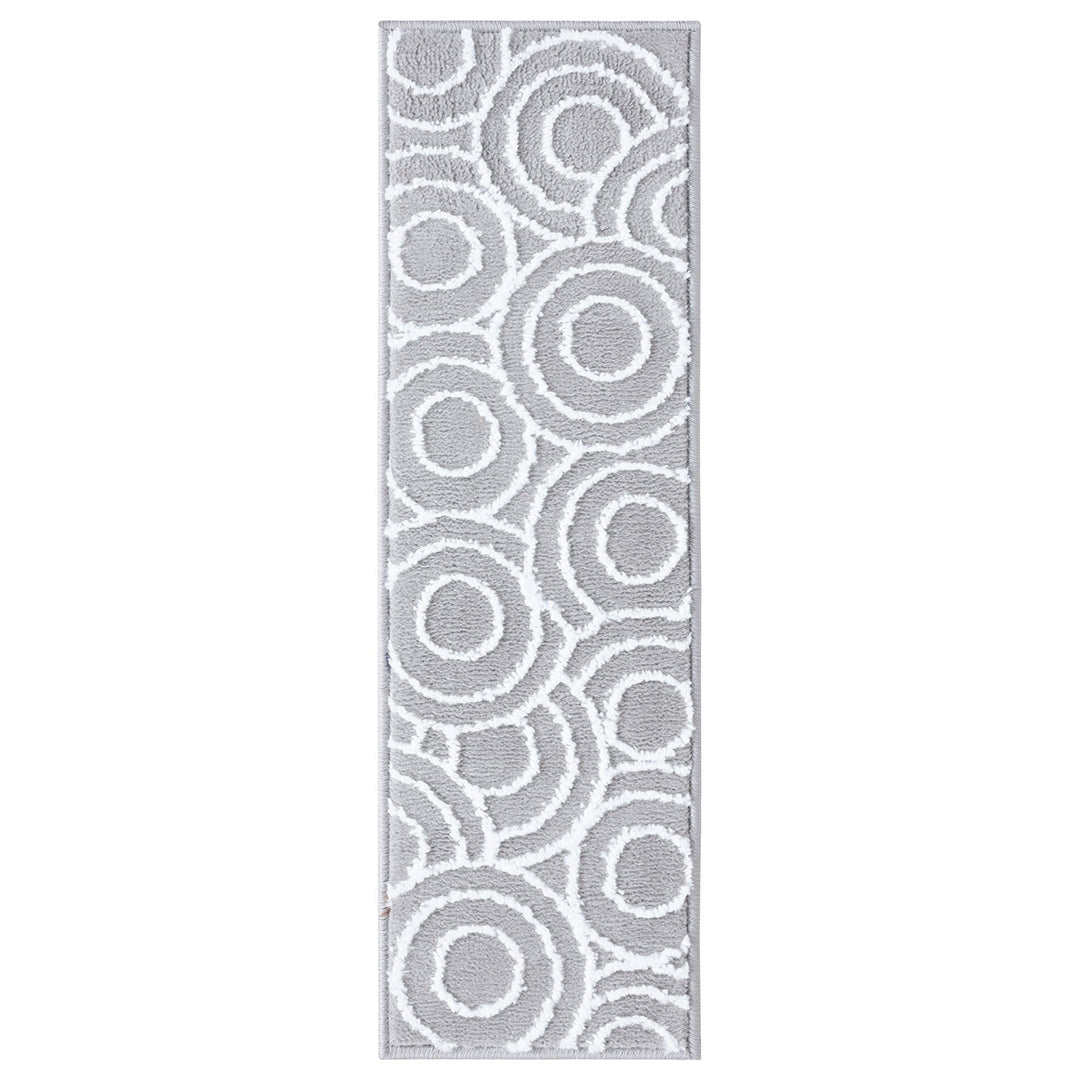 Valencia Gray Circles Non-Slip Stair Treads Rug