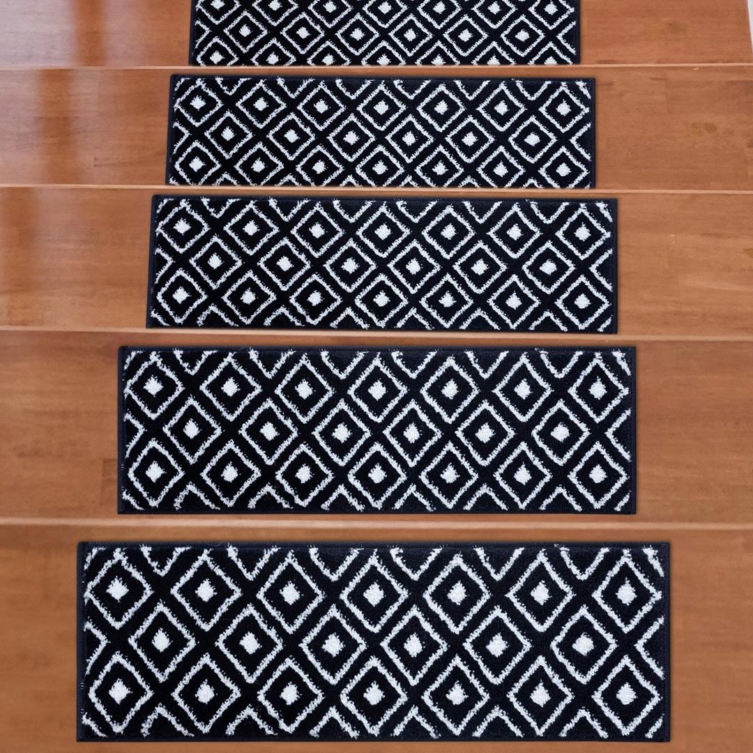 Non-Slip Navy Stair Treads Trellis set of 7 set of 13