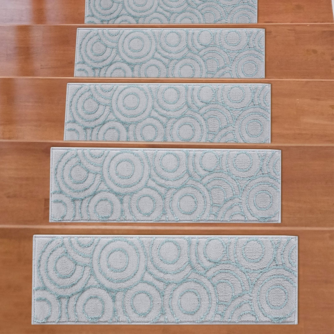 Non-Slip Teal Stair Treads Circles set of 7 set of 13