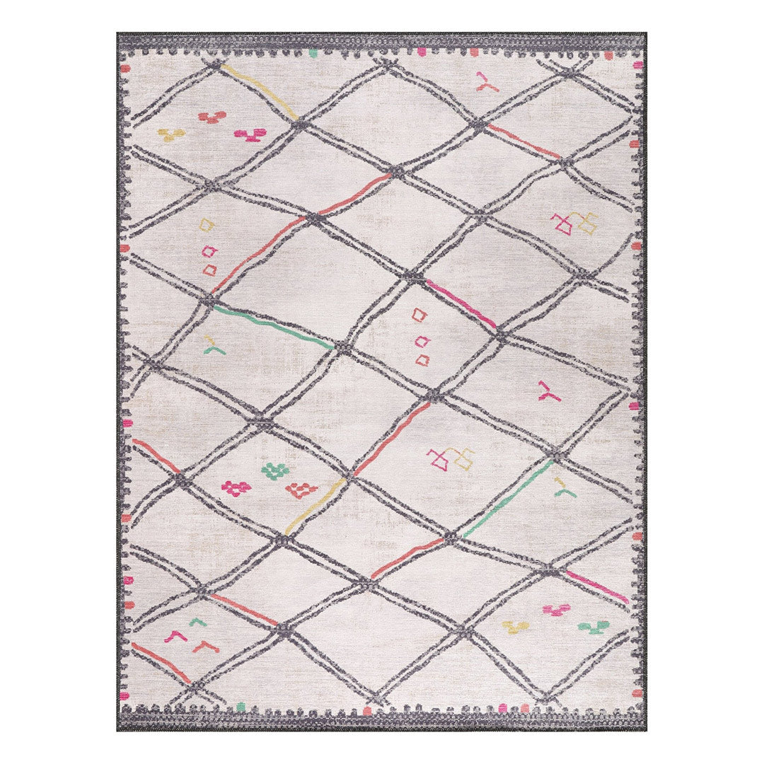 Beige  Machine Washable  Indoor Area Rug 8x10 9x12