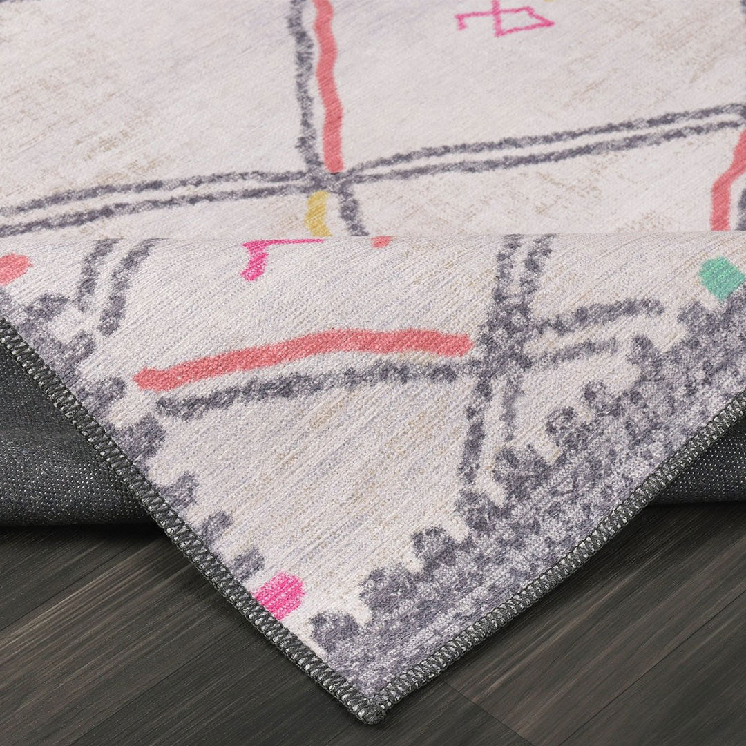 Beige  Machine Washable  Indoor Area Rug 8x10 9x12