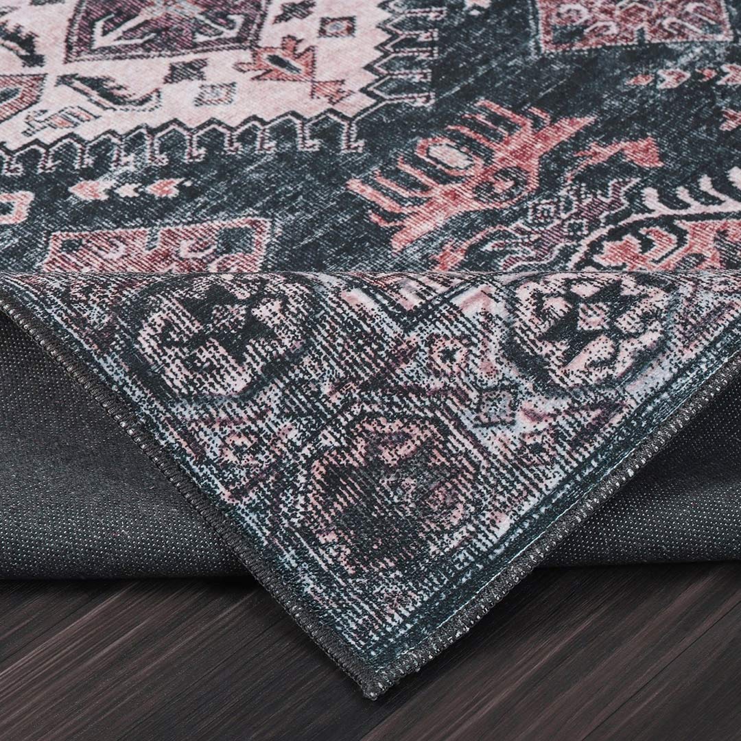 Machine Washable Black Indoor Area Rug Oriental 8x10 9x12