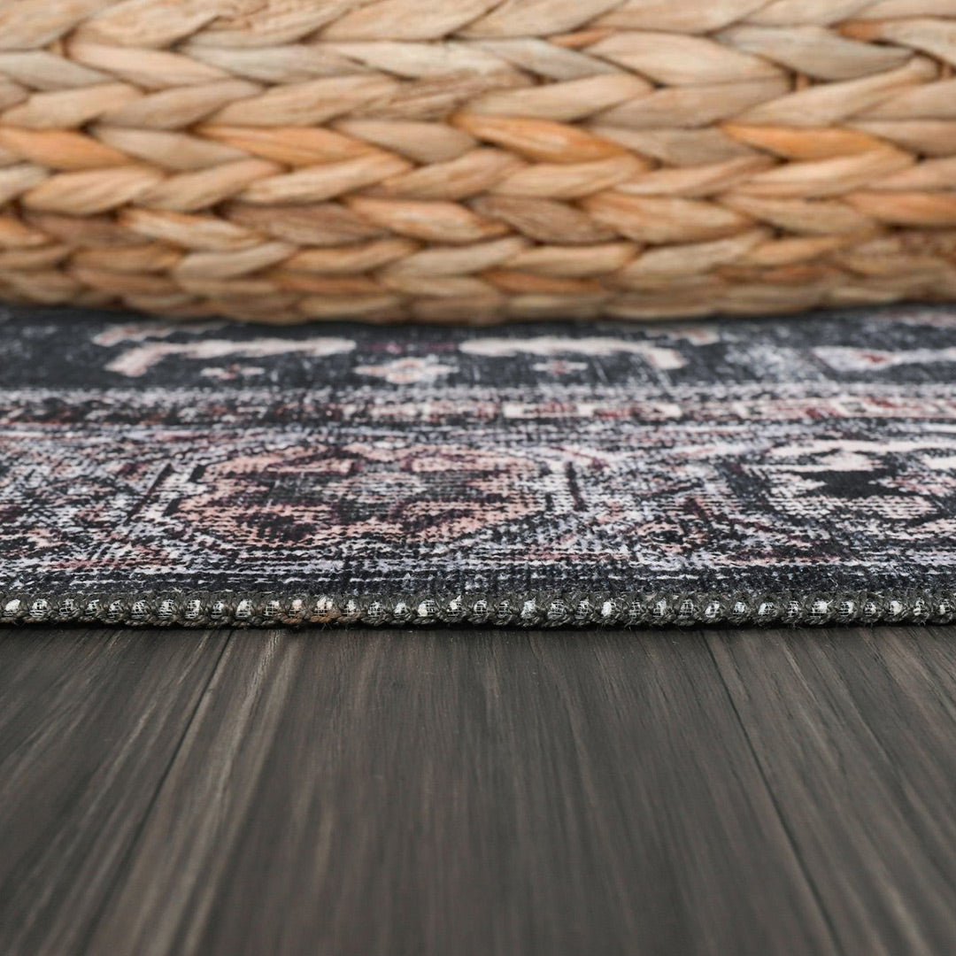 Machine Washable Black Indoor Area Rug Oriental 8x10 9x12