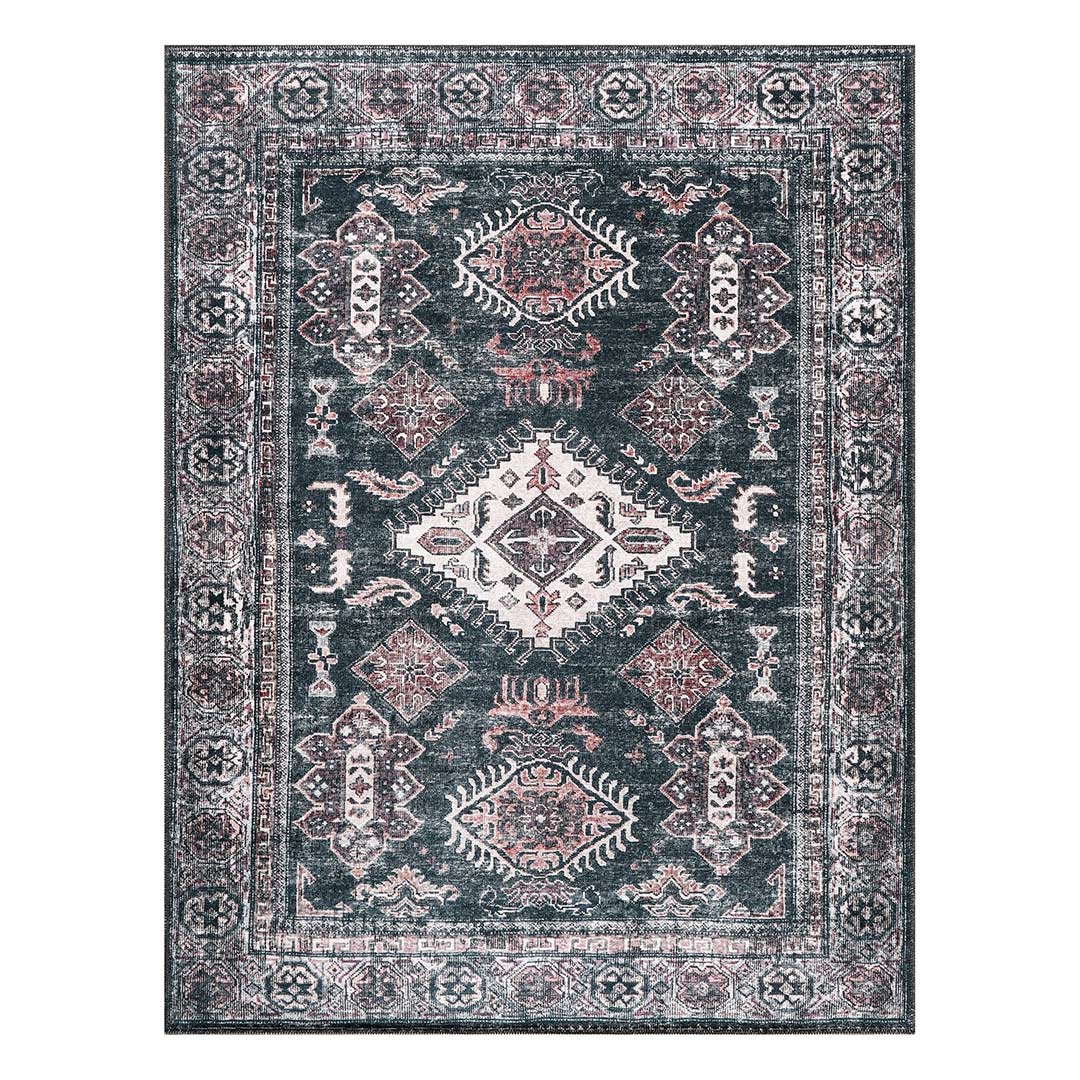 Machine Washable Black Indoor Area Rug Oriental 8x10 9x12