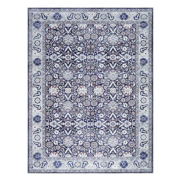 Venice Blue Traditional Washable Indoor Area Rug-5x7