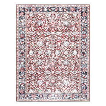 Venice Brown Traditional Washable Indoor Area Rug-5x7