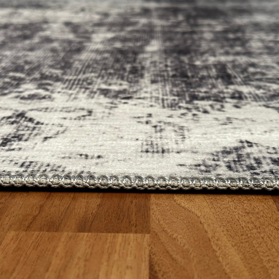 Machine Washable Gray Area Rug Medallion 8x10 9x12