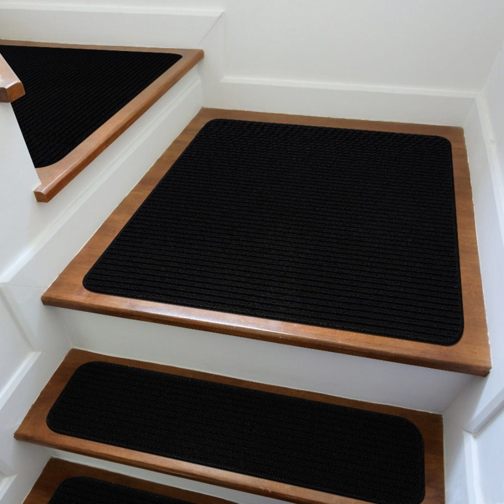 Non-Slip Black Indoor Stair Treads Solid set of 8 set of 15 32x32