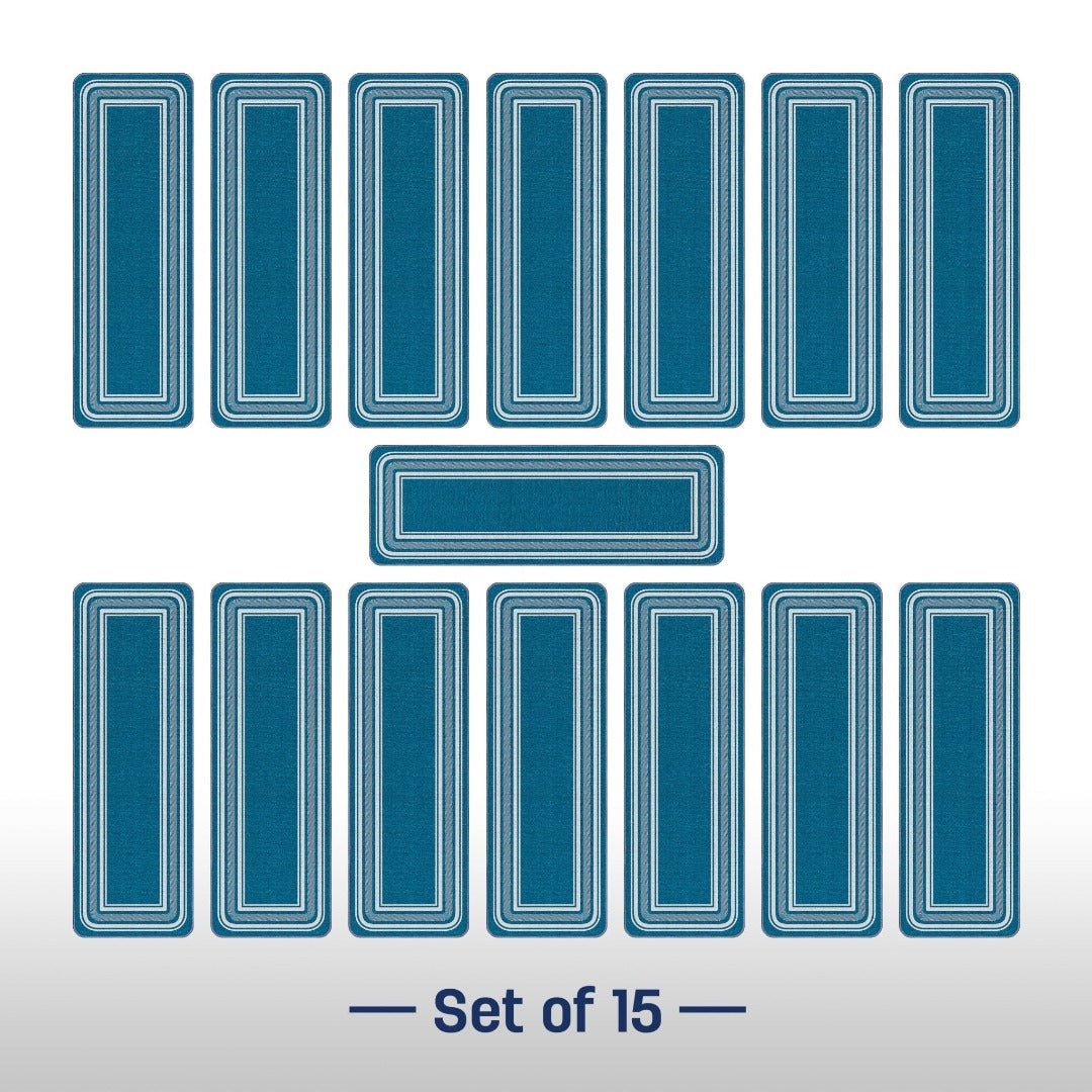 Non-Slip Blue Stair Treads Bordered set of 8 set of 15 32x32