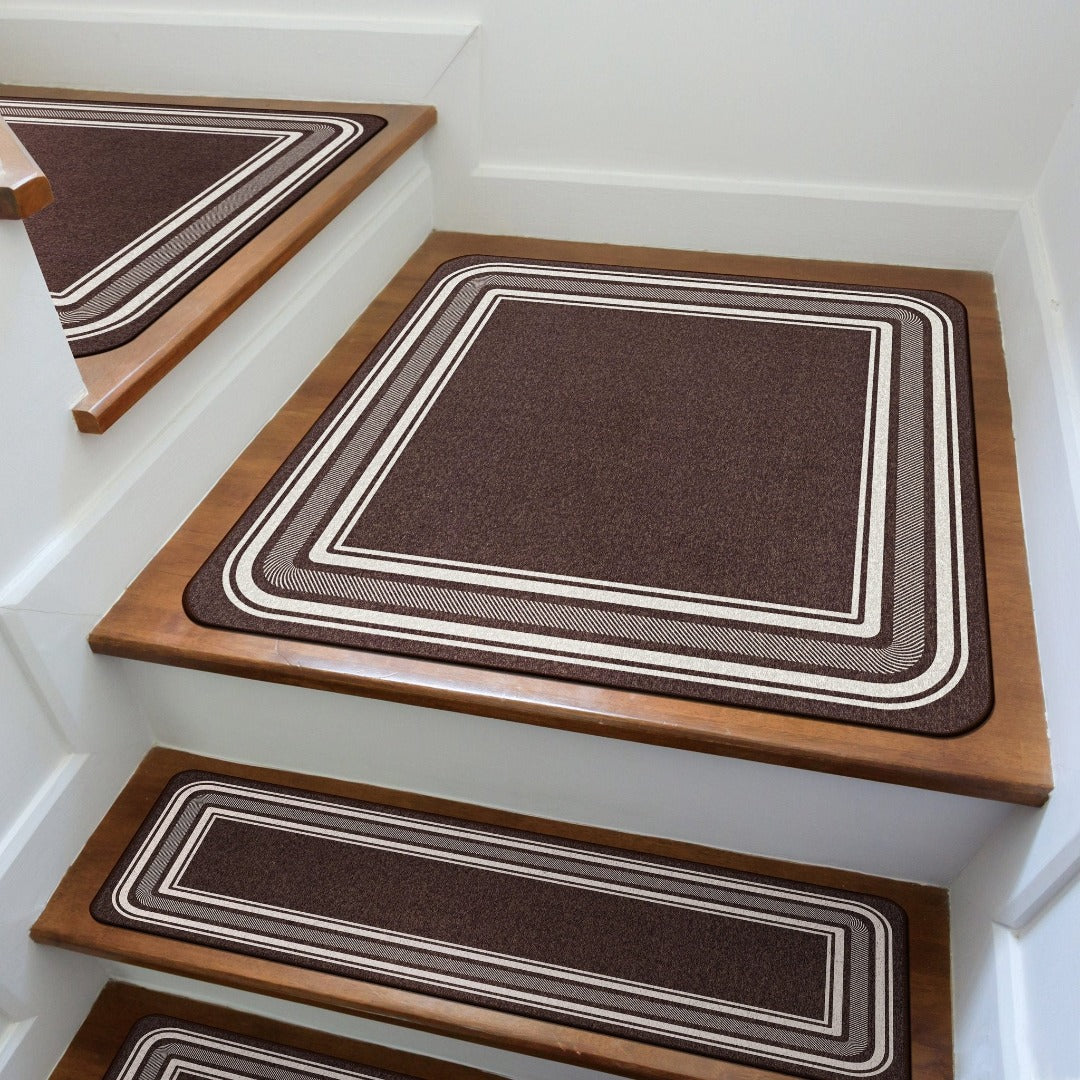 Non-Slip Brown Stair Treads Bordered set of 8 set of 15 32x32