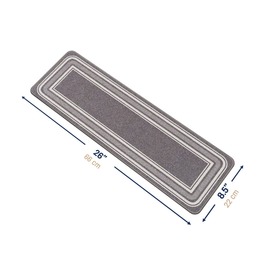 Carmel NonSlip Gray Stair Treads Bordered Beverly Rug