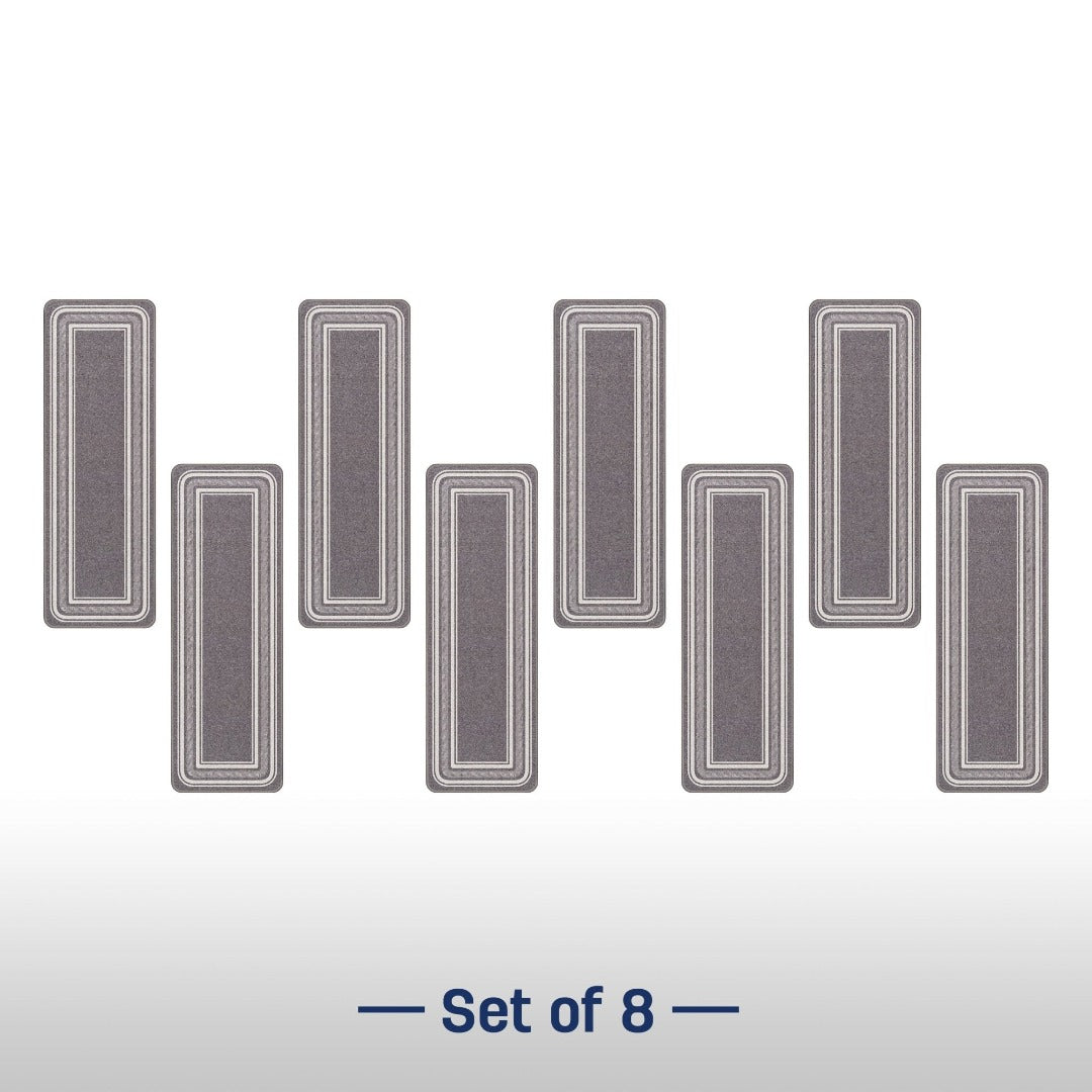 Non-Slip Gray Stair Treads Bordered set of 8 set of 15 32x32