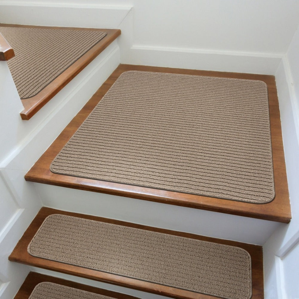 Non-Slip Beige Indoor Stair Treads Solid set of 8 set of 15 32x32