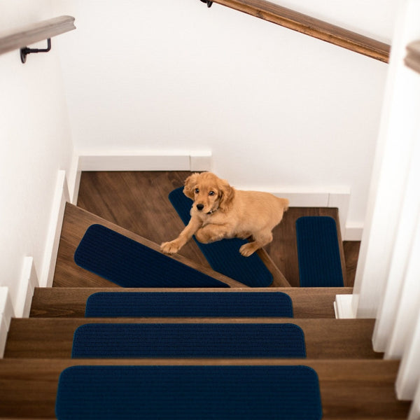 Non-Slip Blue Indoor Stair Treads Solid set of 8 set of 15 32x32