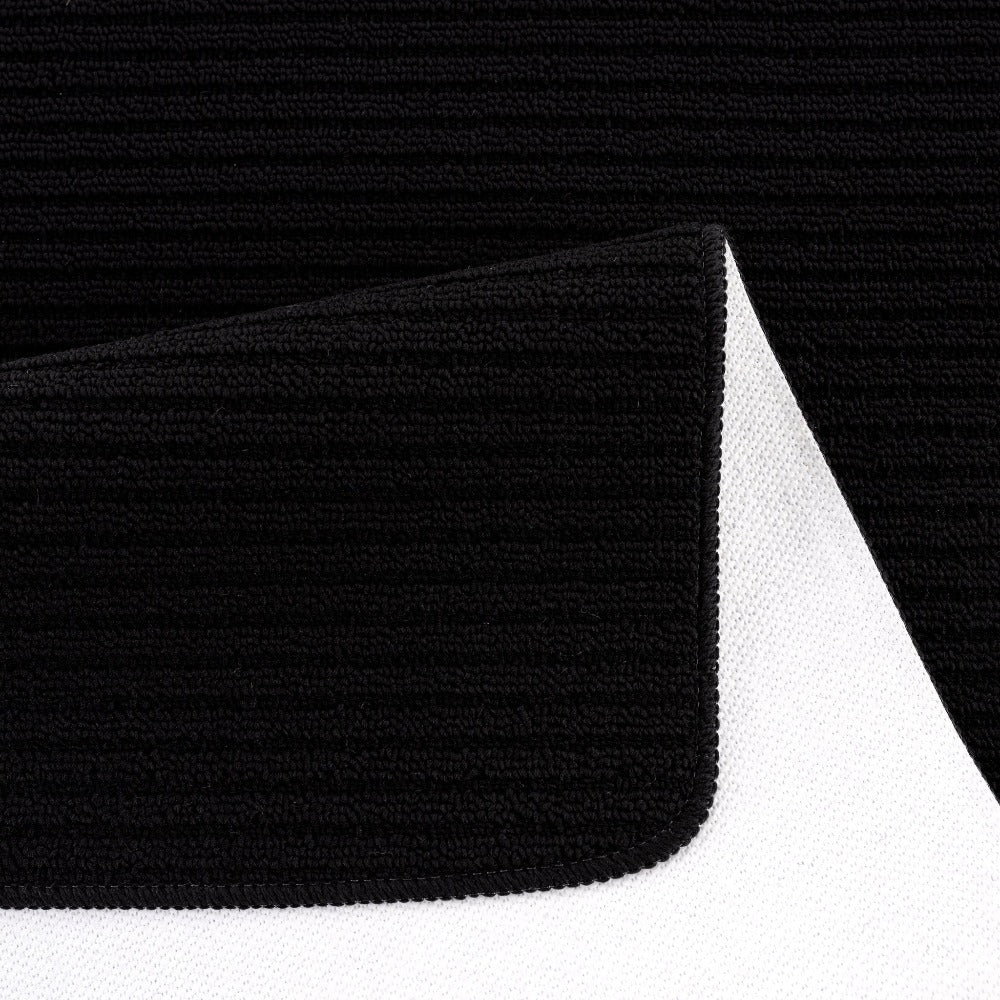 Diego Black Solid Non-Slip Kitchen Mat set of 2