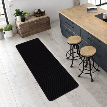 Diego Black Solid Non-Slip Runner Rug-2x5